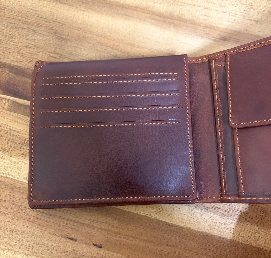 Personalised Lowchen Engraved Dark Tan Genuine Leather Wallet