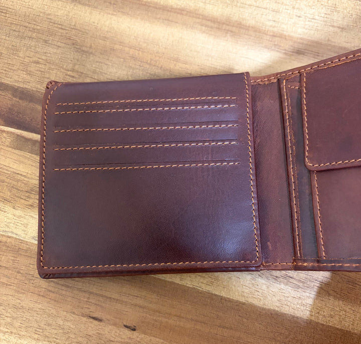 Personalised Lowchen Engraved Dark Tan Genuine Leather Wallet