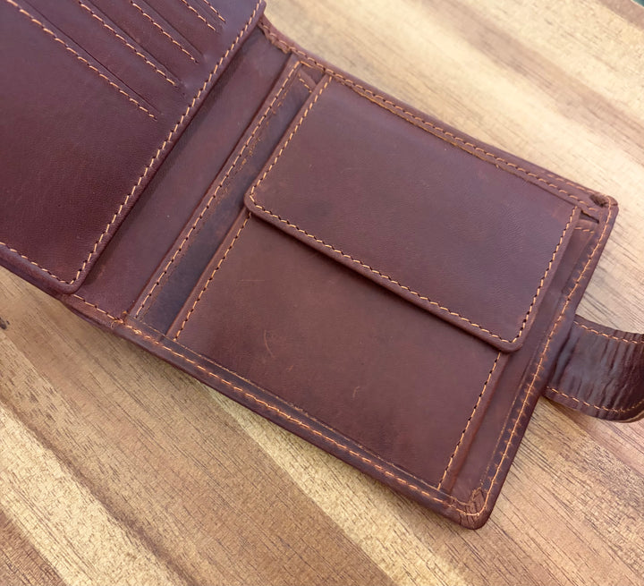 Personalised Lowchen Engraved Dark Tan Genuine Leather Wallet