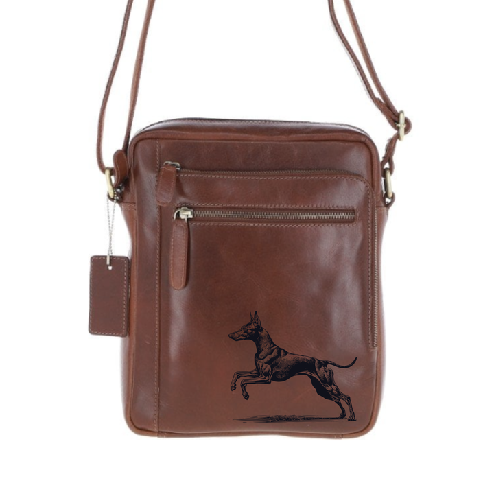 Personalised Cirneco Dell'Etna Running Engraved Leather Crossbody Bag