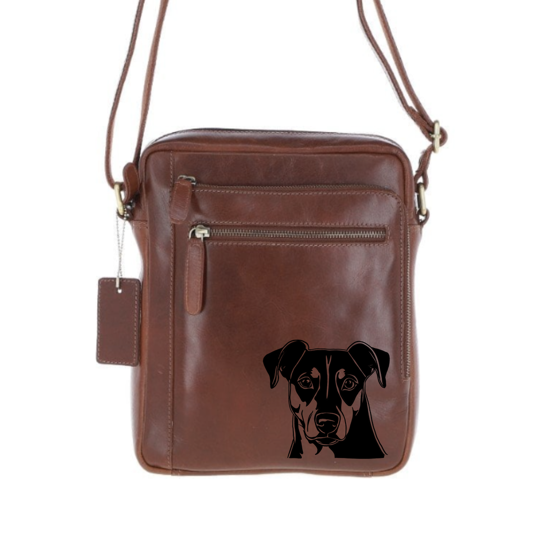 Personalised German Pinscher Engraved Leather Crossbody Bag