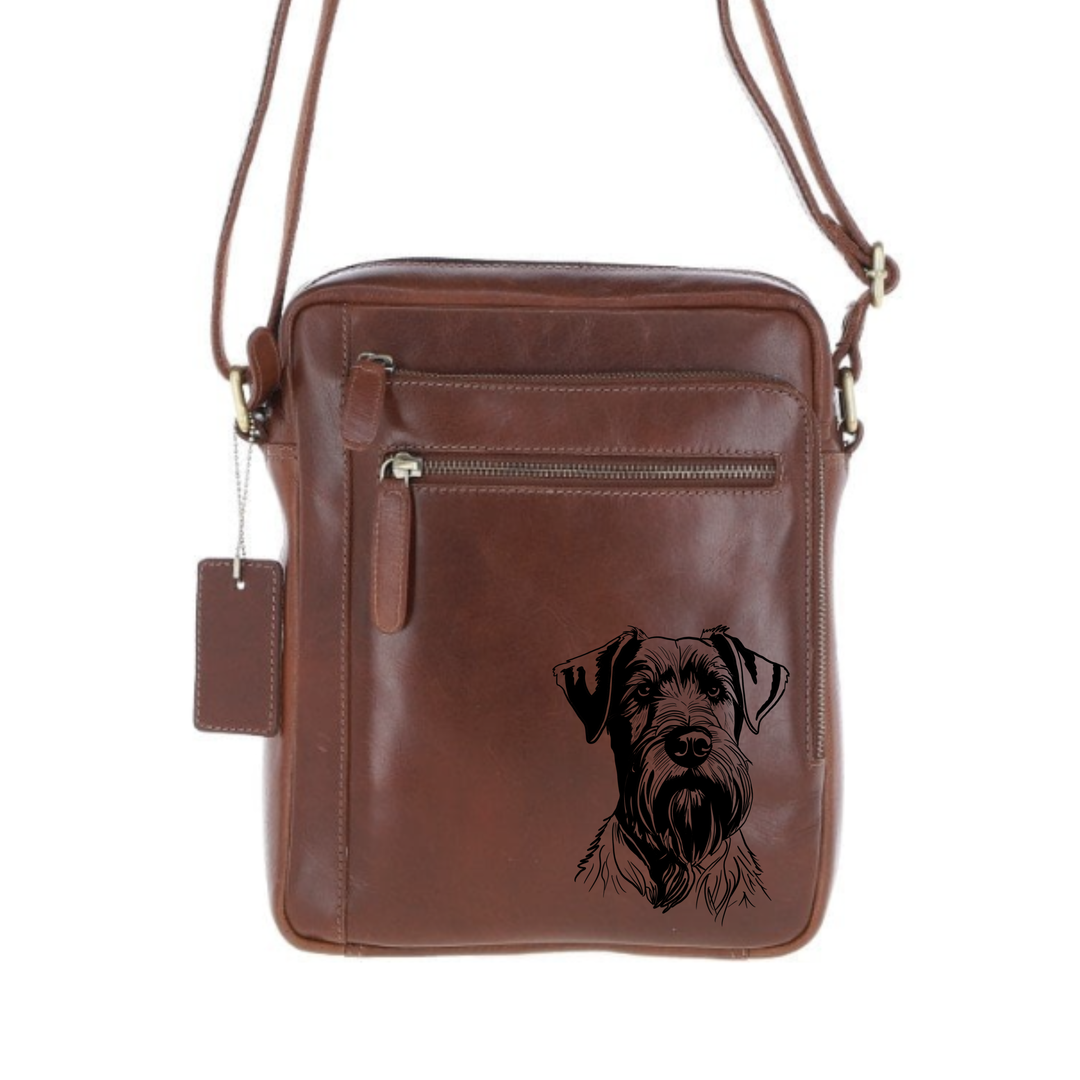 Personalised Giant Schnauzer Engraved Leather Crossbody Bag