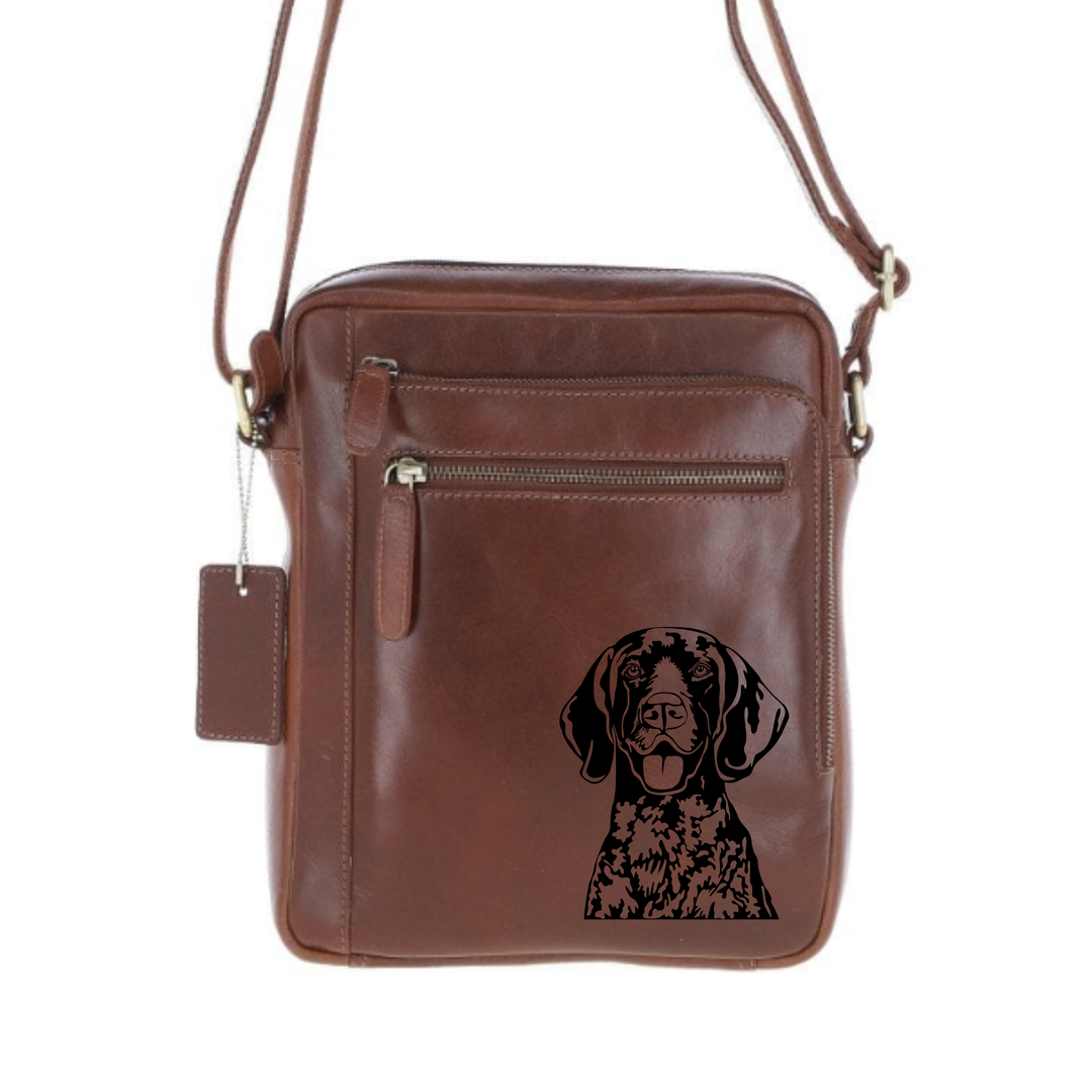 Personalised German Shorthaired Pointer Engraved Leather Crossbody Bag