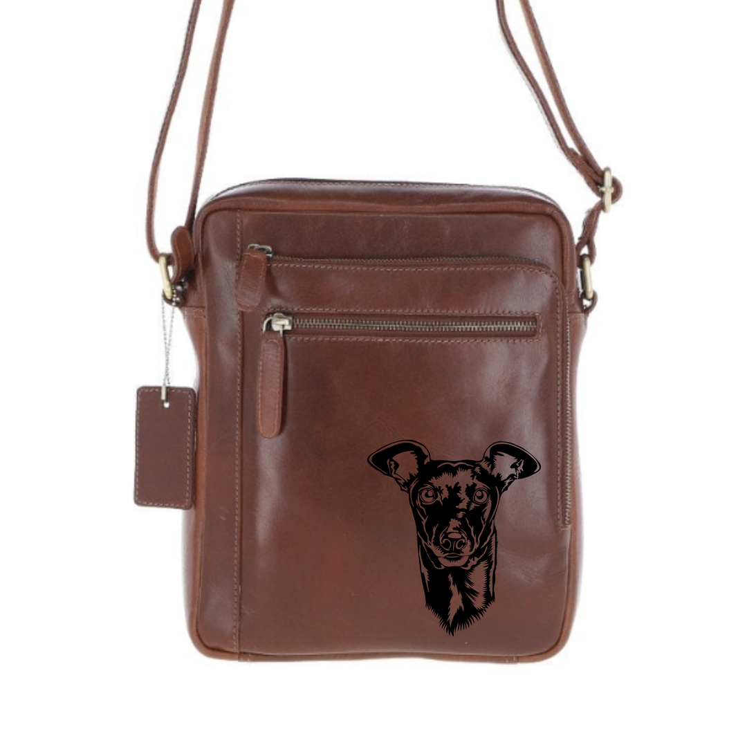 Personalised Italian Greyhound Engraved Leather Crossbody Bag