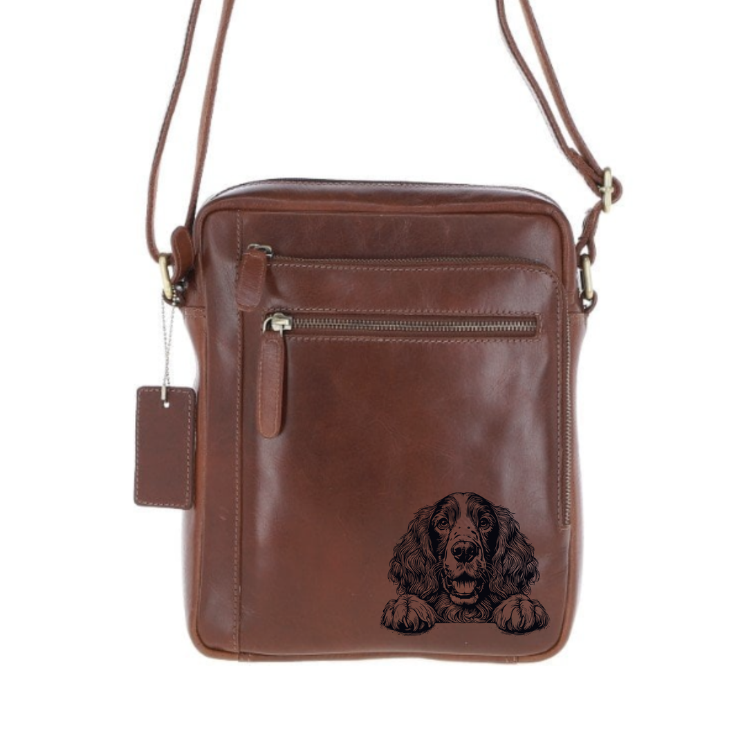 Personalised Irish Setter Paws Engraved Leather Crossbody Bag
