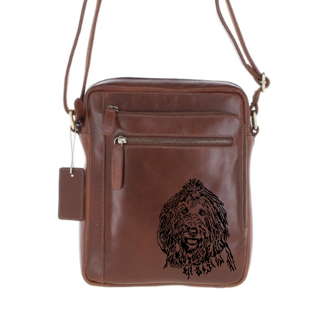 Personalised Komondor Engraved Leather Crossbody Bag