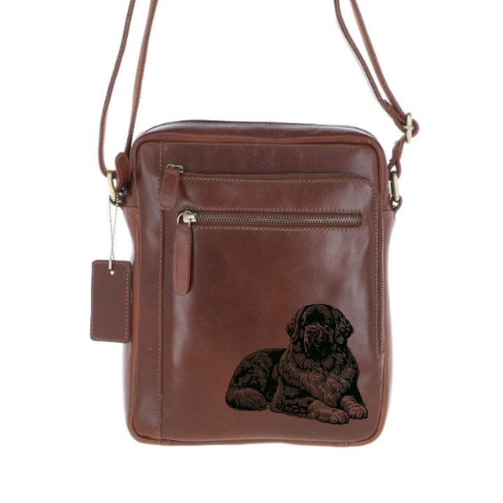Personalised Newfoundland LD Engraved Leather Crossbody Bag