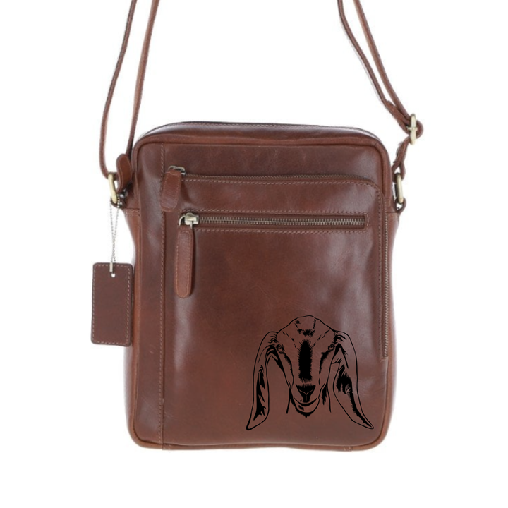 Personalised Nubian Goat Engraved Leather Crossbody Bag