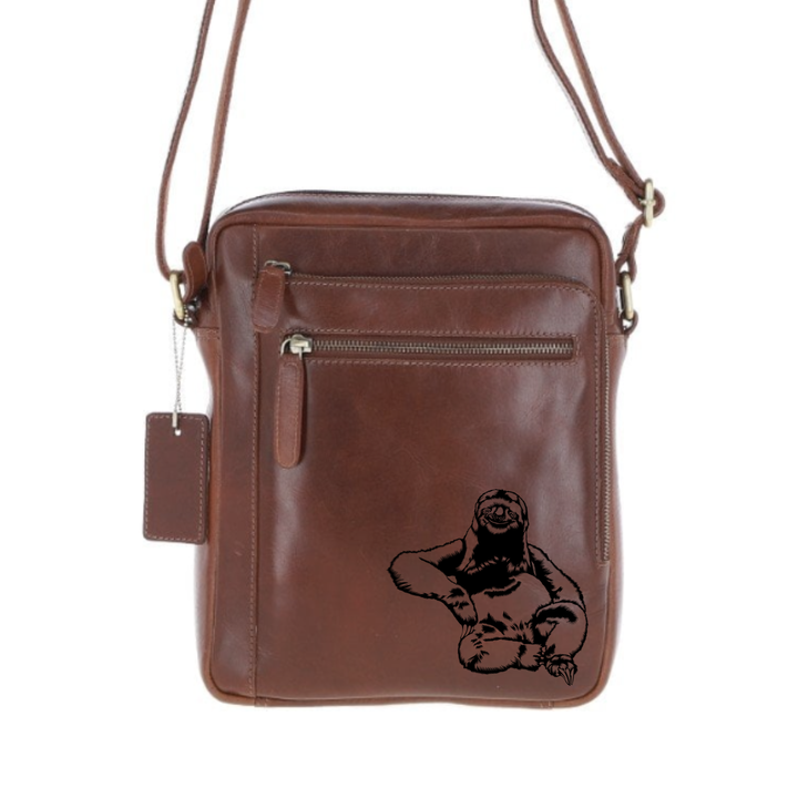 Personalised Sloth Engraved Leather Crossbody Bag