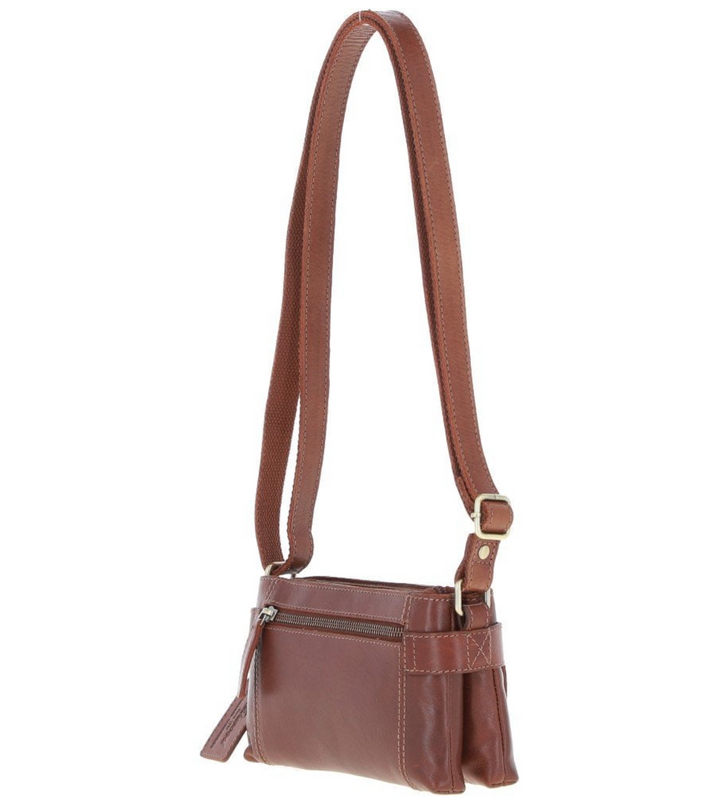 Personalised Mastiff Standing Engraved Small Leather Two Section Zip Top Crossbody Bag