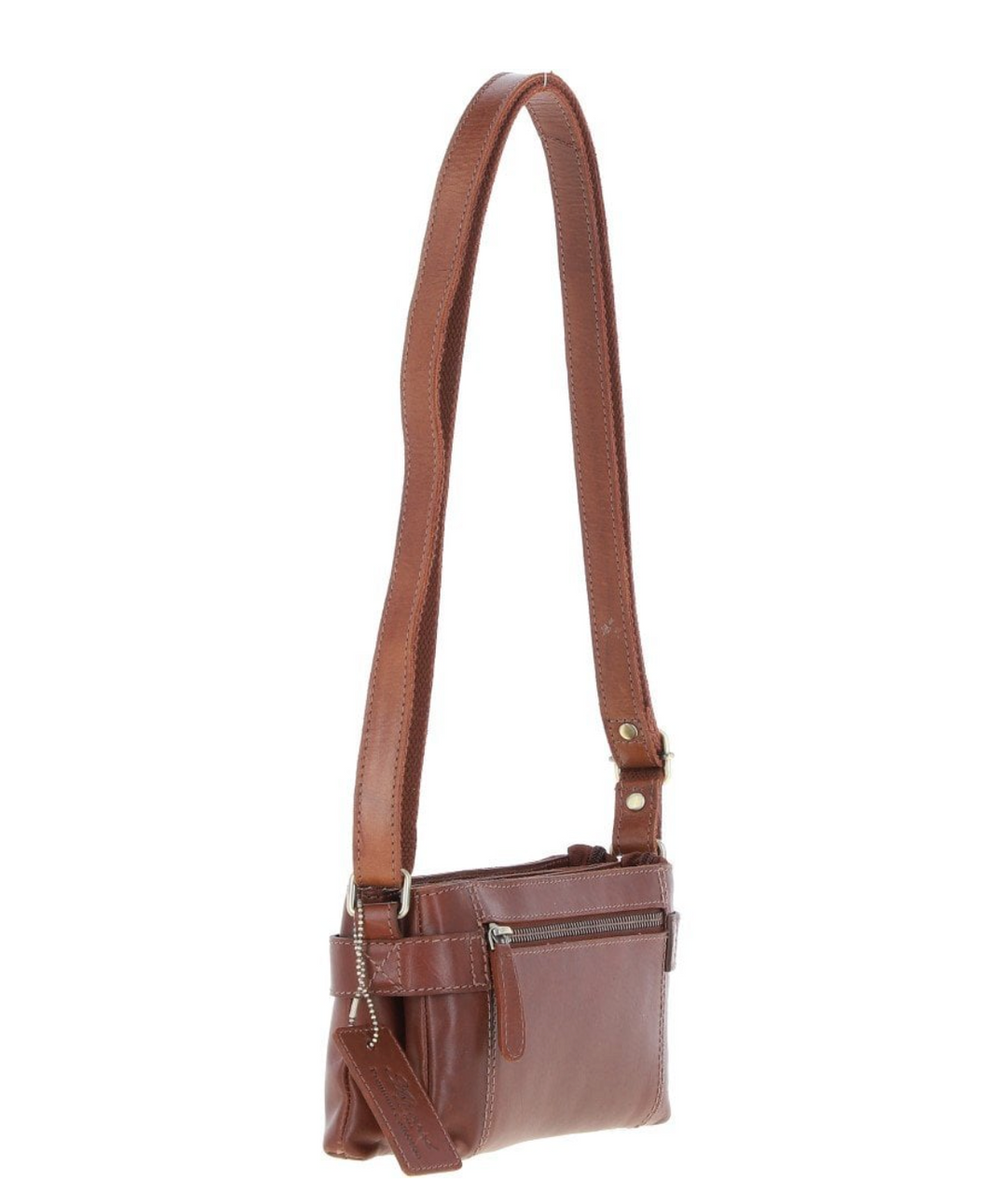 Personalised Mastiff Standing Engraved Small Leather Two Section Zip Top Crossbody Bag