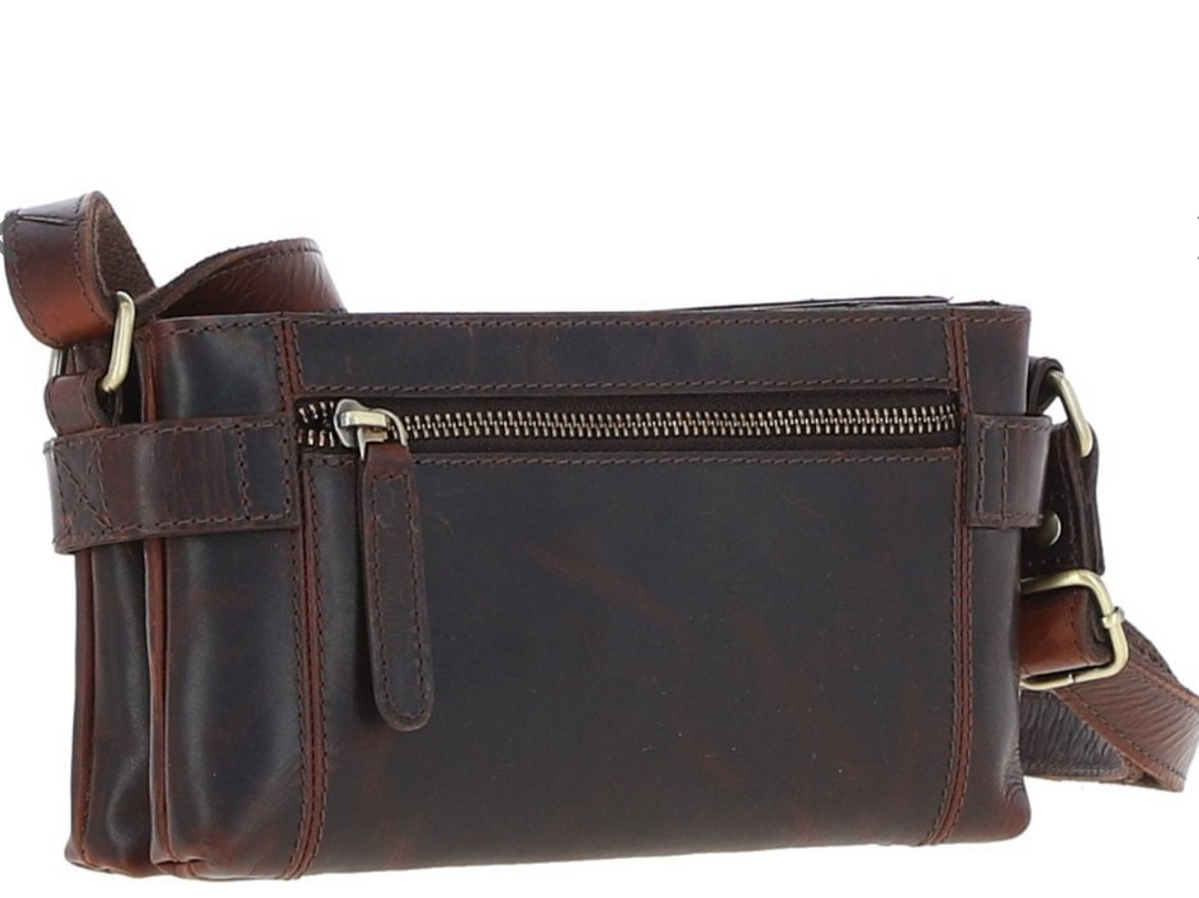 Personalised Mastiff Standing Engraved Small Leather Two Section Zip Top Crossbody Bag