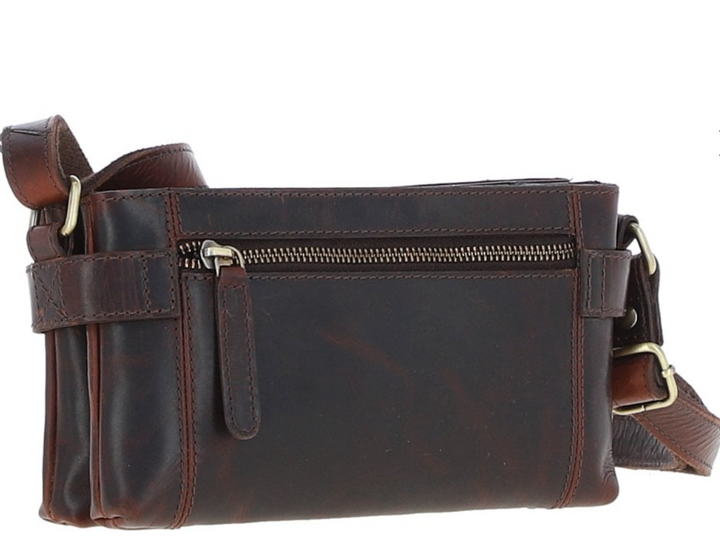 Personalised Mastiff Standing Engraved Small Leather Two Section Zip Top Crossbody Bag