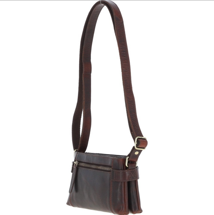 Personalised Mastiff Standing Engraved Small Leather Two Section Zip Top Crossbody Bag