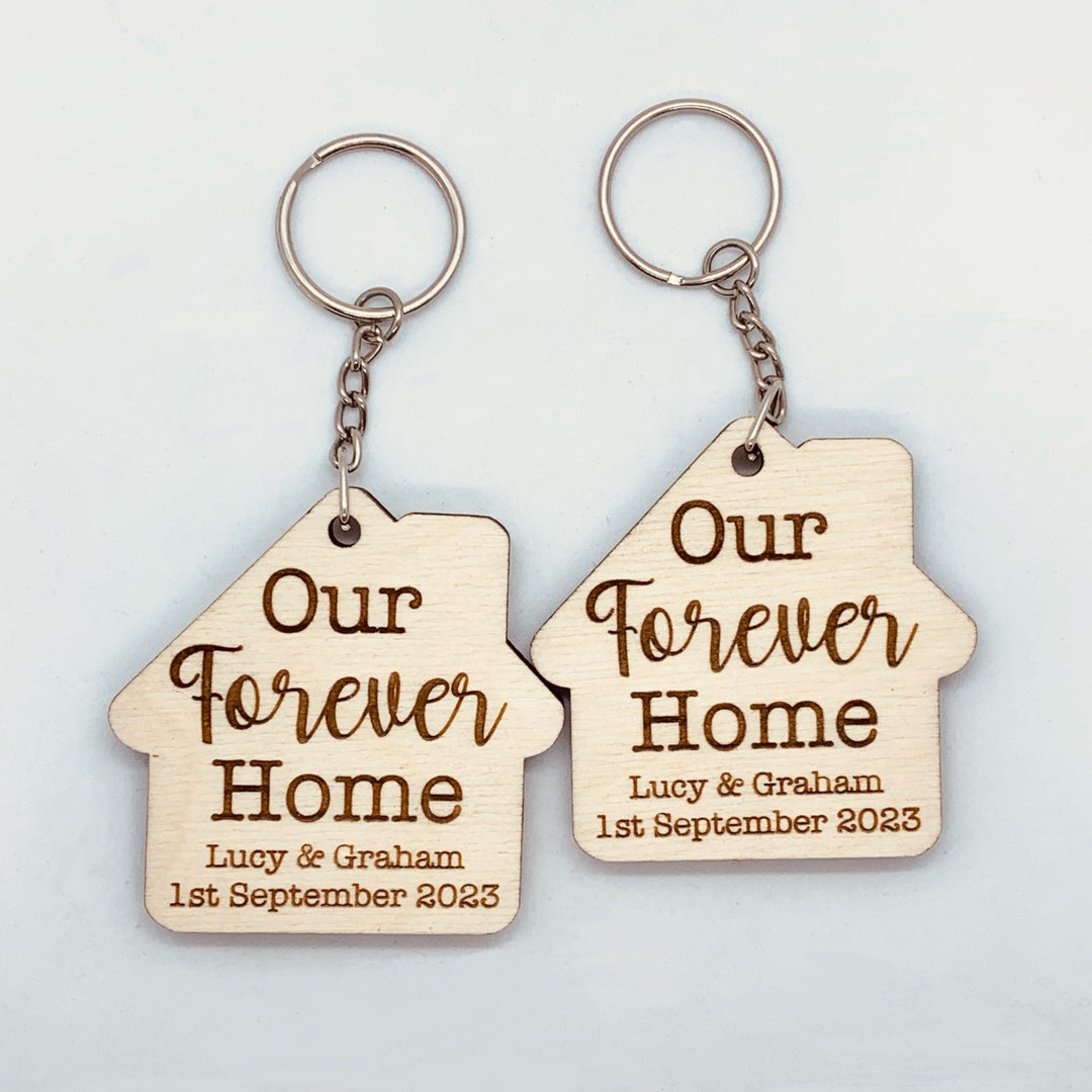 Personalised Our Forever Home Wooden Keyring