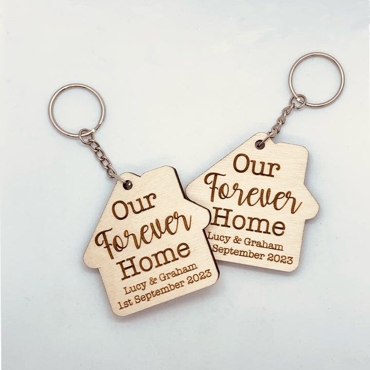 Personalised Our Forever Home Wooden Keyring