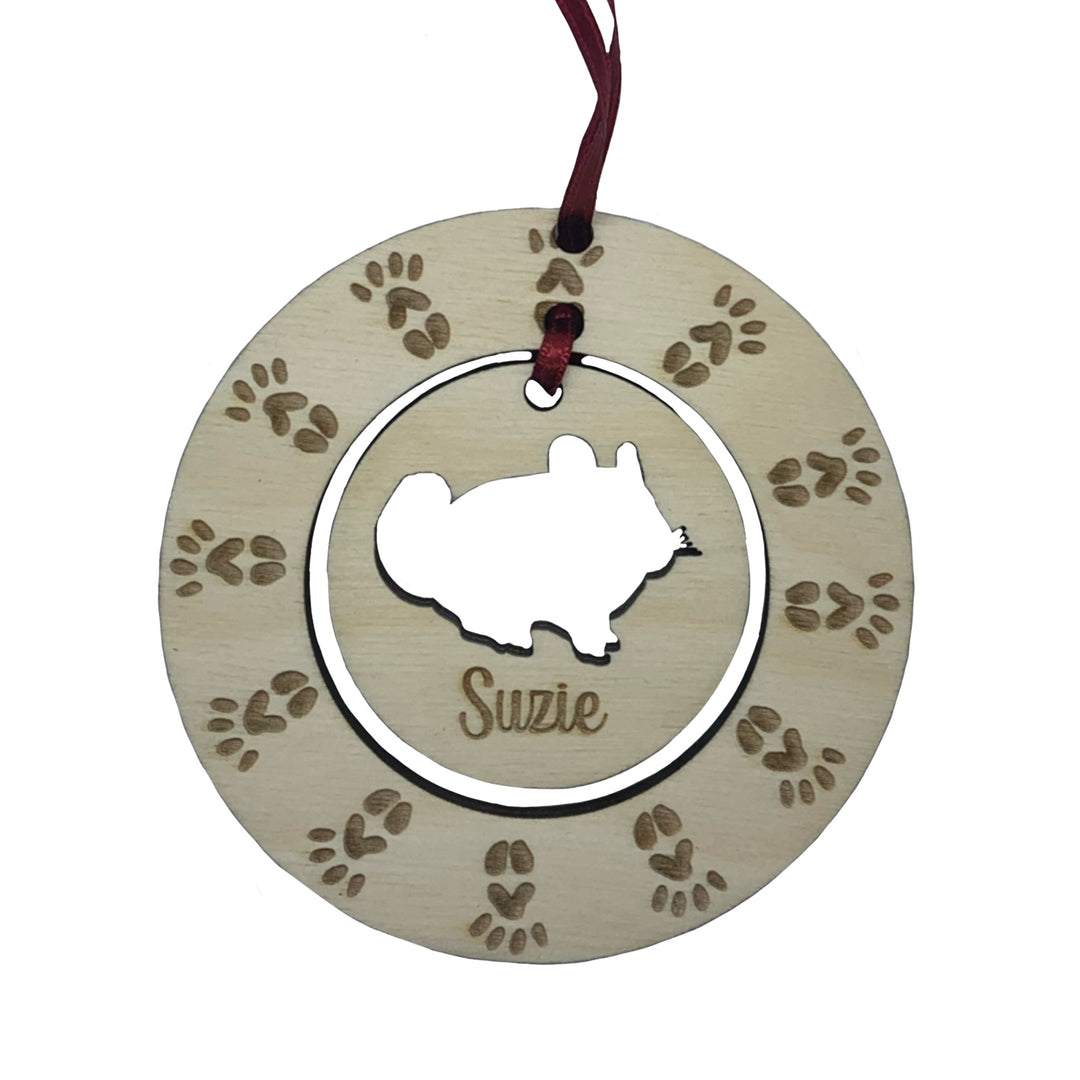 Personalised Chinchilla Hanging Decoration ~ Paw Wreath