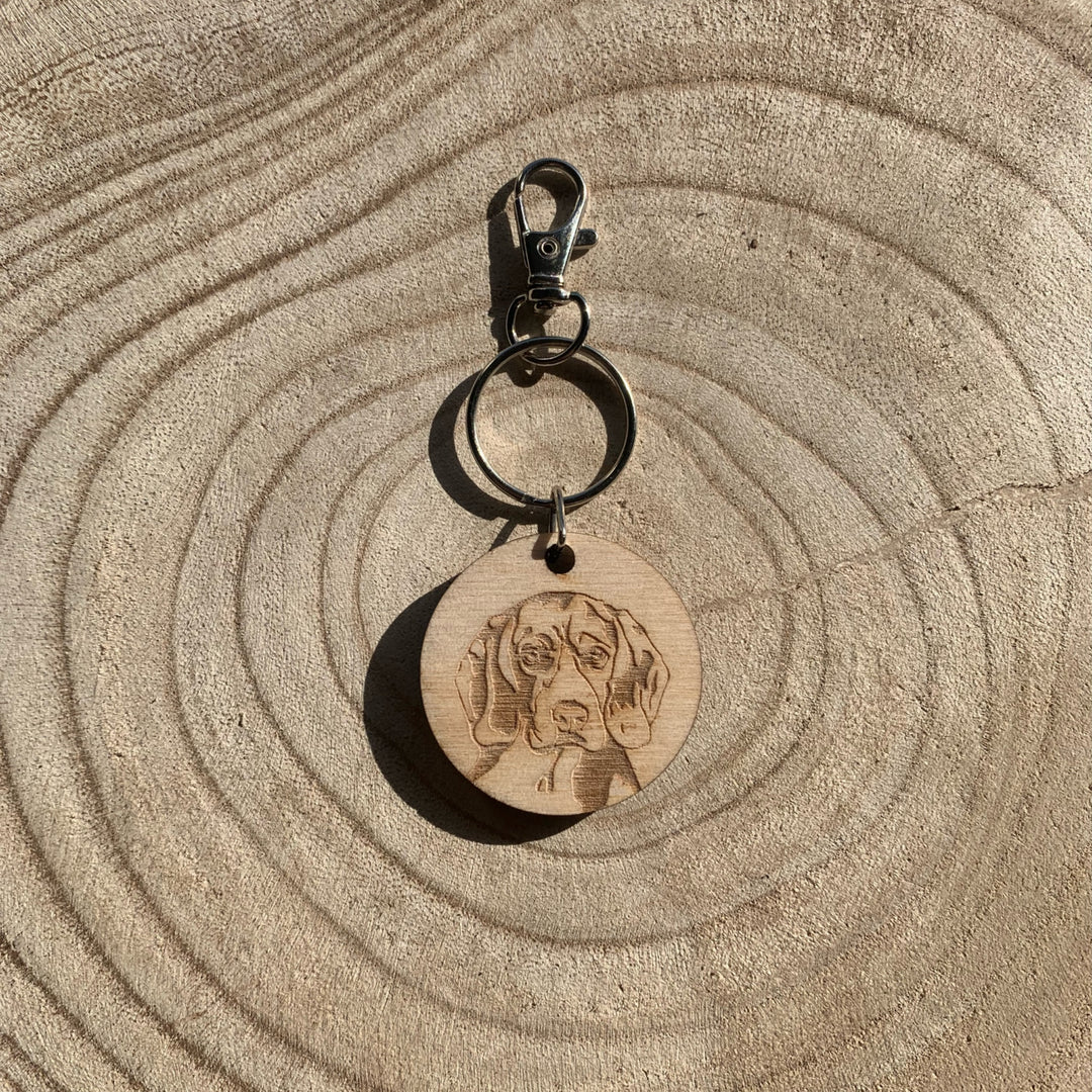 Beagle Engraved Wooden Keyring