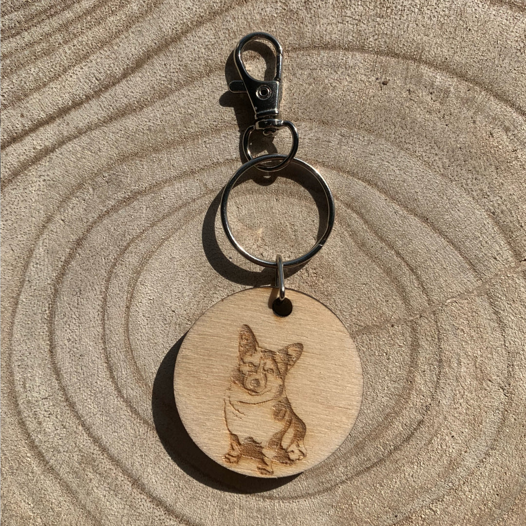 Corgi Engraved Wooden Keyring