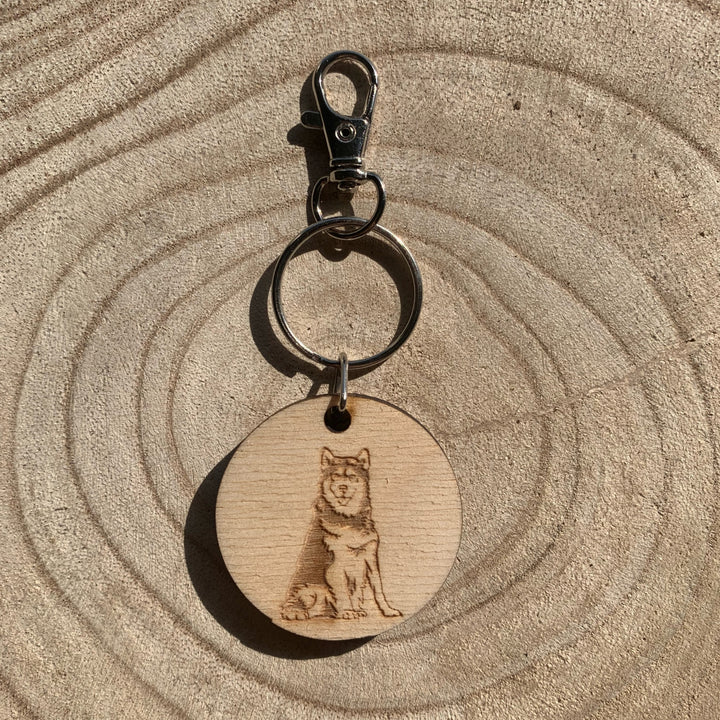 Husky Engraved Wooden Keyring