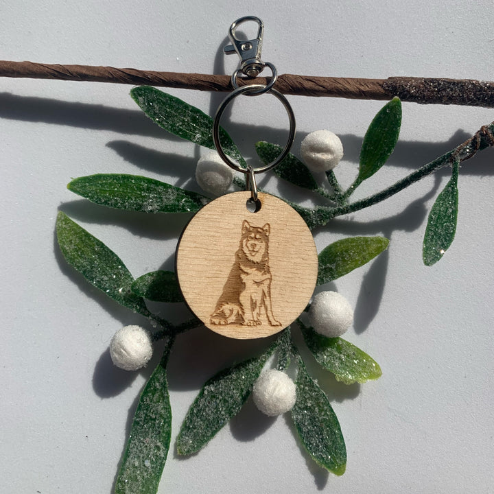 Husky Engraved Wooden Keyring