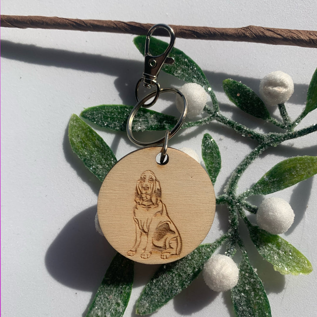 Bloodhound Engraved Wooden Keyring