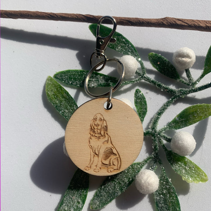 Bloodhound Engraved Wooden Keyring