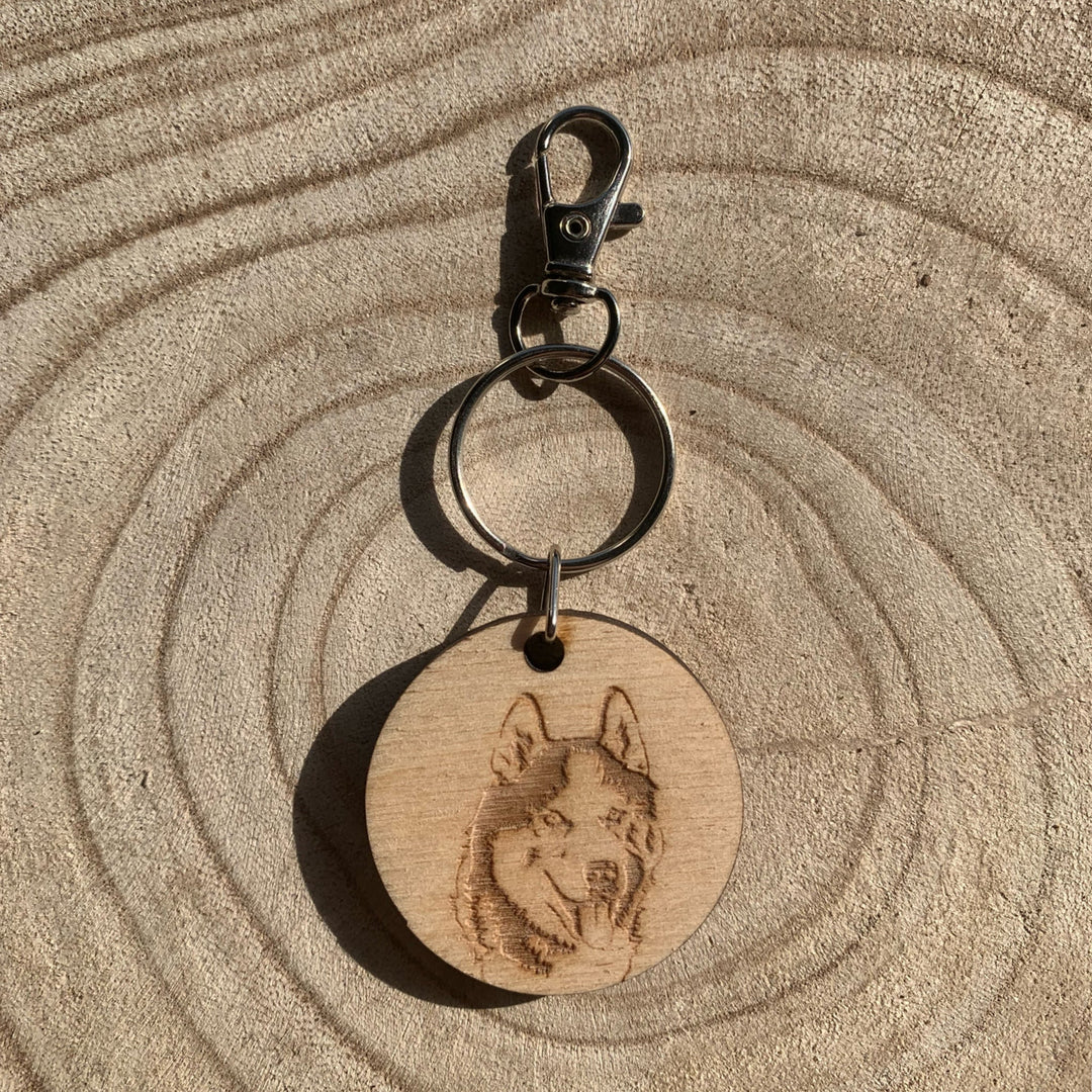 Great Dane Face Engraved Wooden Keyring