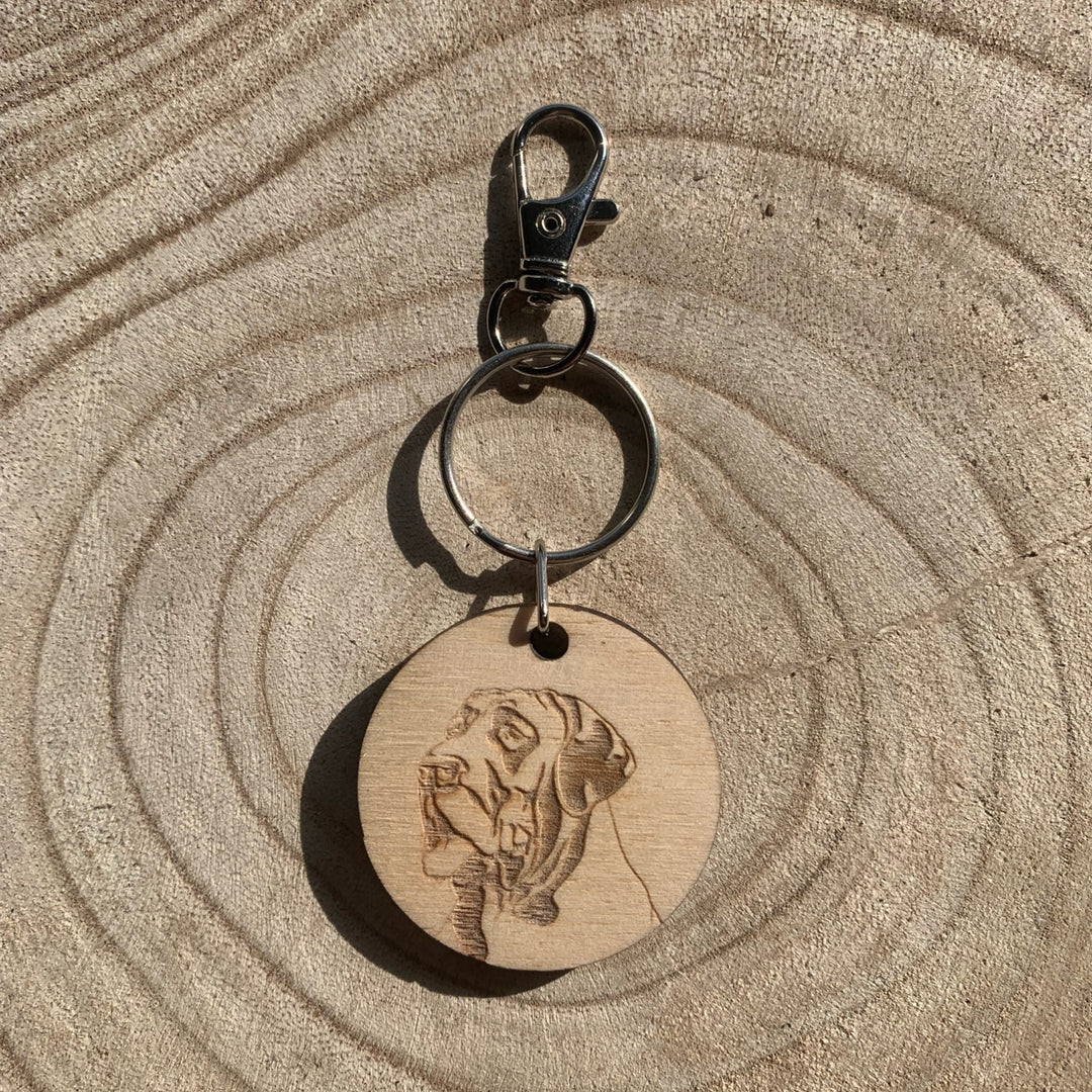 Great Dane Face Engraved Wooden Keyring