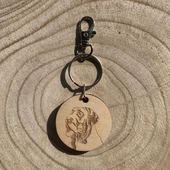 Great Dane Face Engraved Wooden Keyring