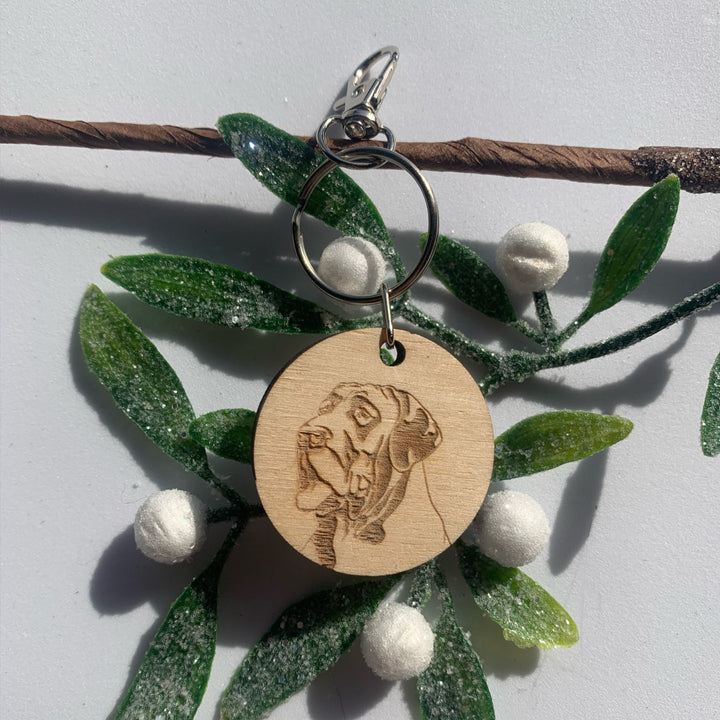 Great Dane Face Engraved Wooden Keyring