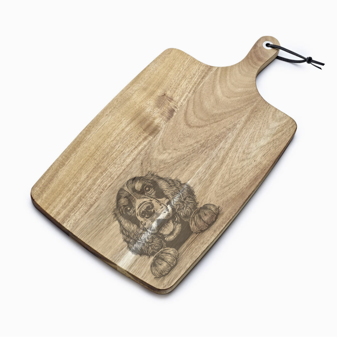 Personalised American Cocker Spaniel Paws Engraved Acacia Serving Board