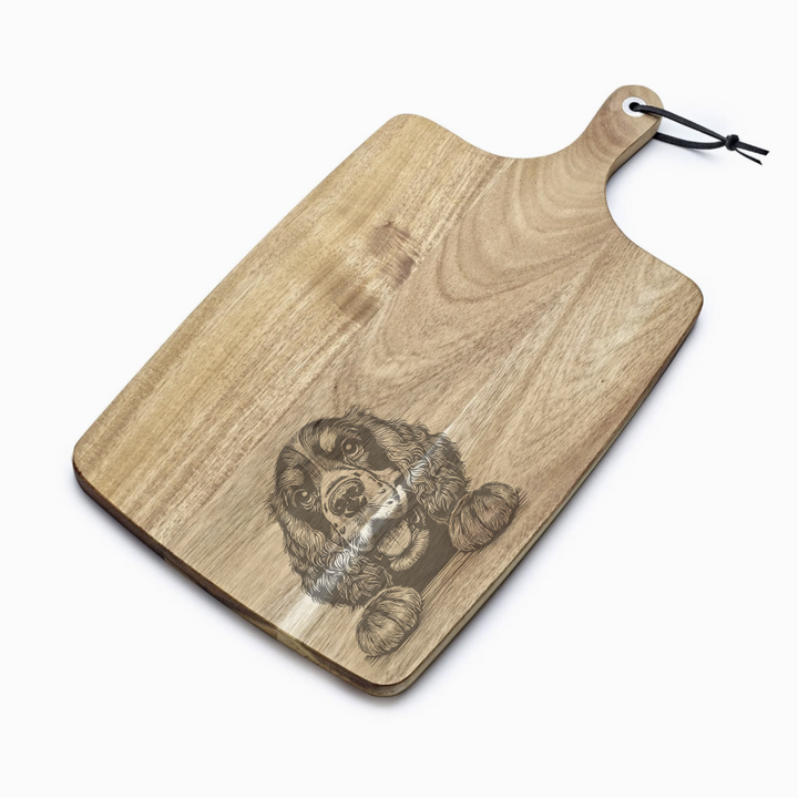 Personalised American Cocker Spaniel Paws Engraved Acacia Serving Board