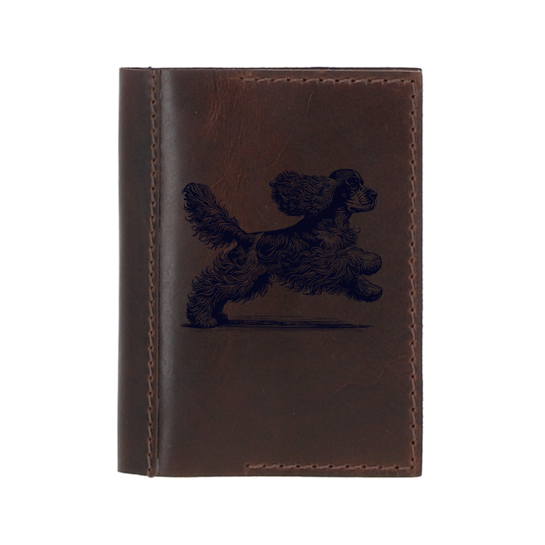 Personalised American Cocker Spaniel Running Leather Sleeve & Notebook