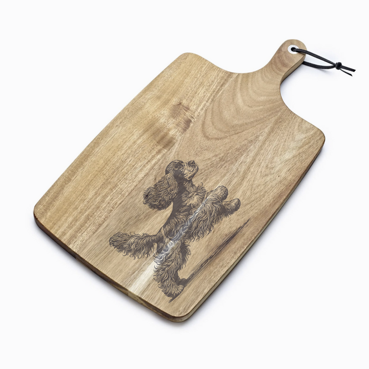 Personalised Running American Cocker Spaniel Engraved Acacia Serving Board