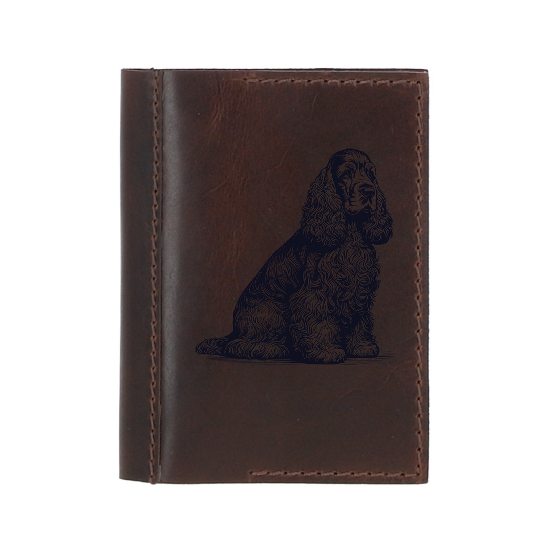 Personalised American Cocker Spaniel Sitting Leather Sleeve & Notebook