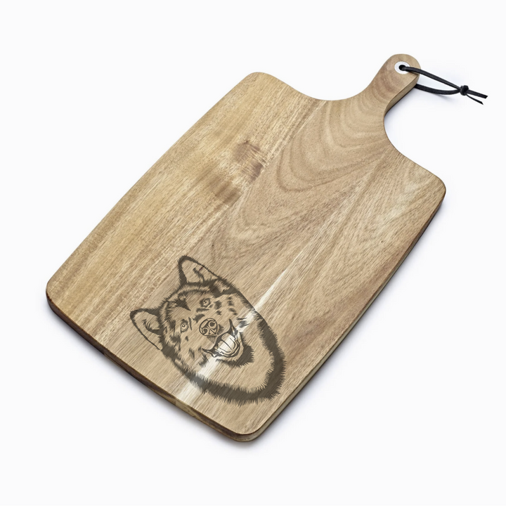 Personalised Alaskan Malamute Face Engraved Acacia Serving Board