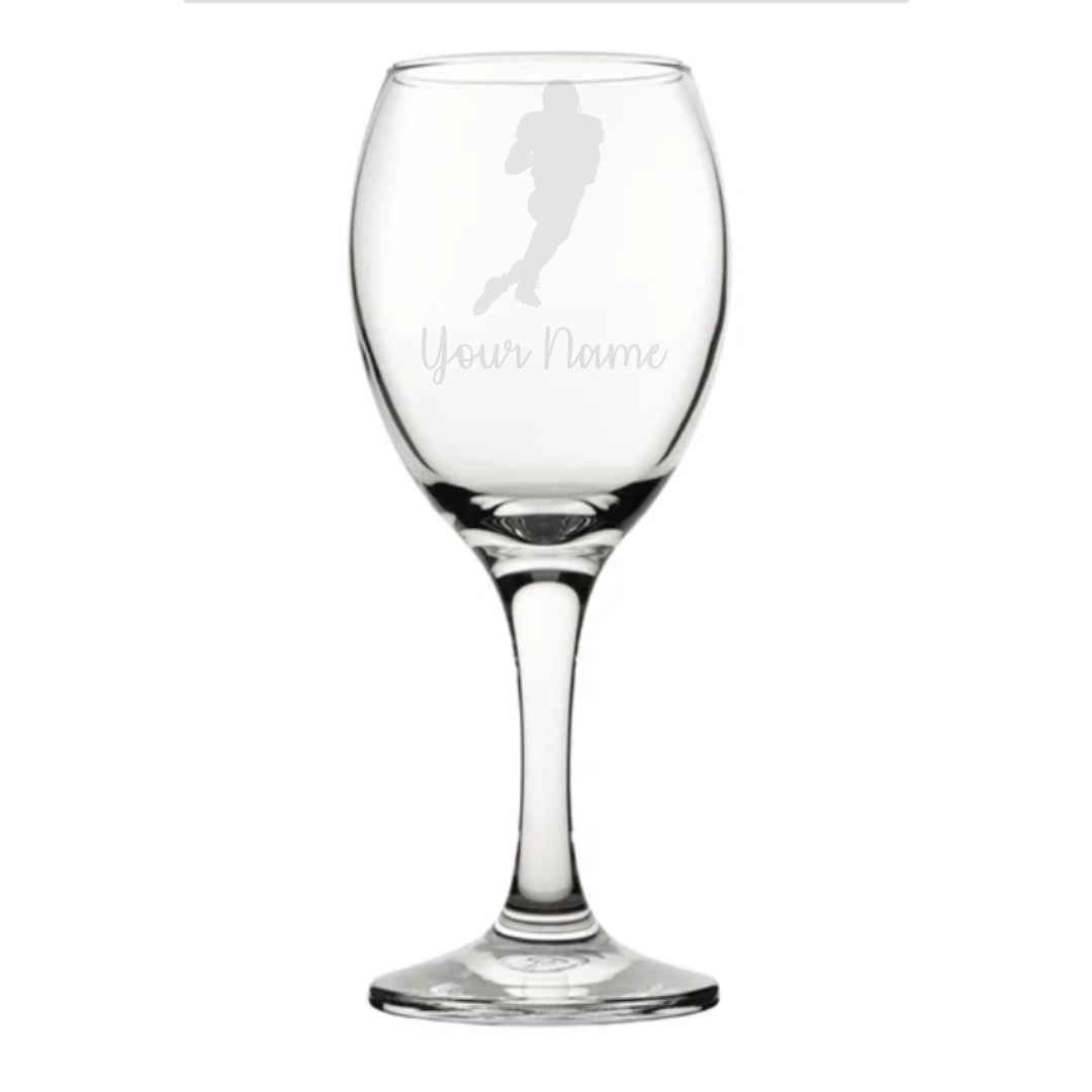 Personalised American Football Player Wine Glass