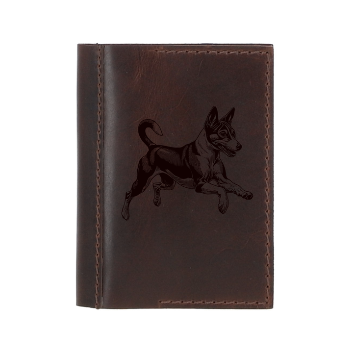 Personalised Basenji Running Leather Sleeve & Notebook