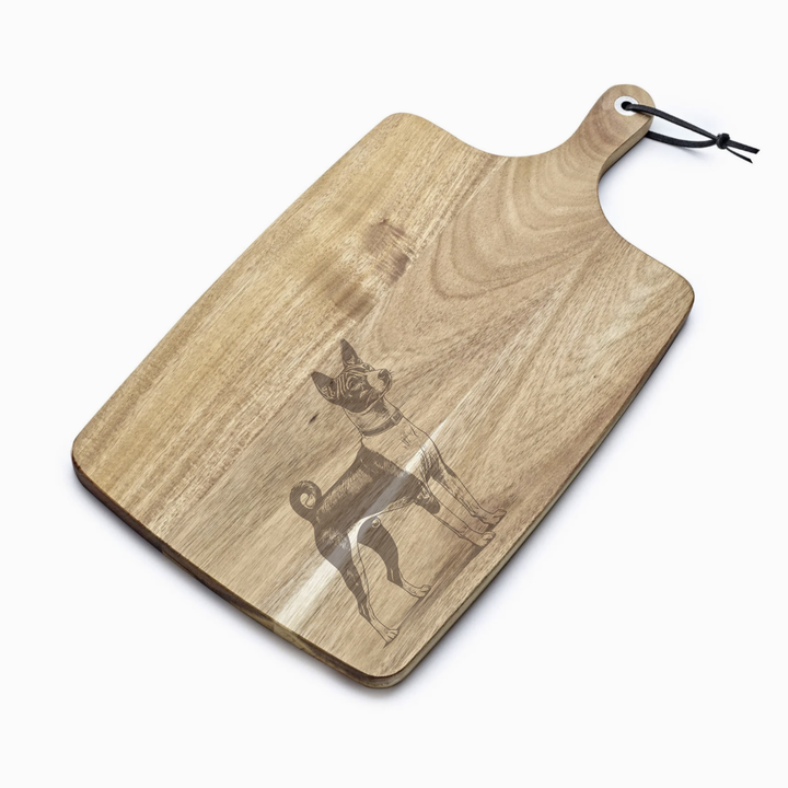 Personalised Standing Basenji Engraved Acacia Serving Board