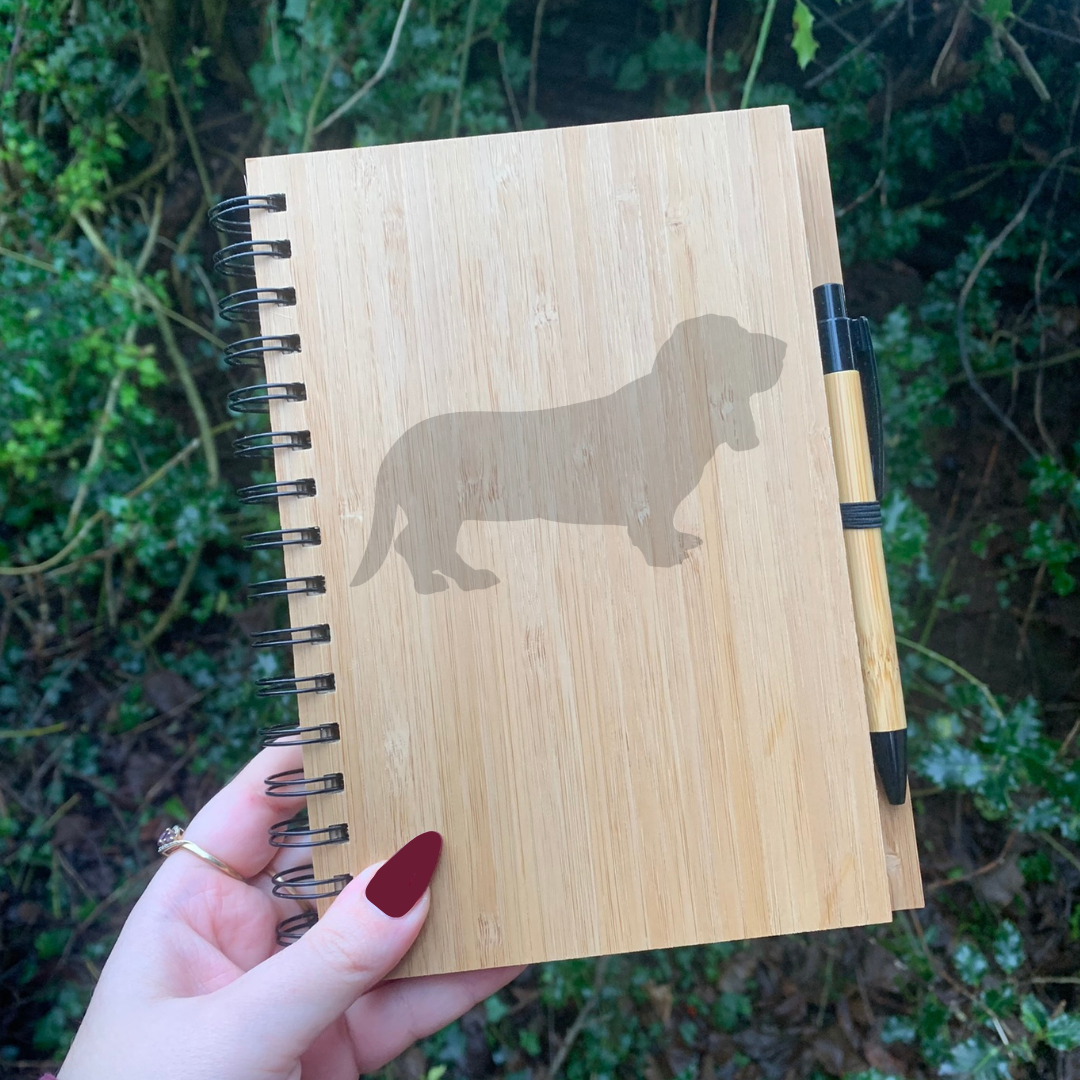 Basset Hound Silhouette 2 Engraved Notebook