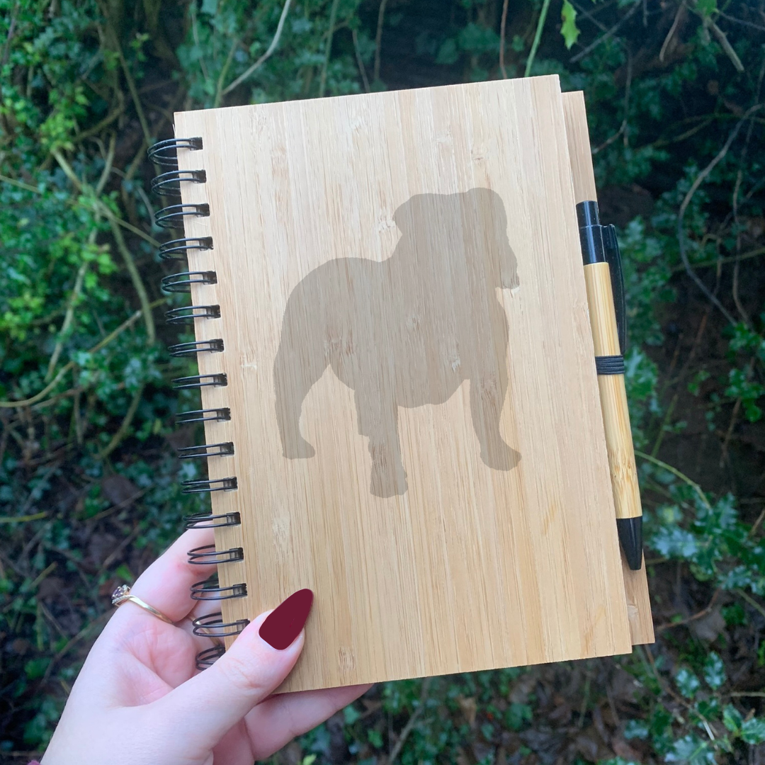 British Bulldog Dog Silhouette Engraved Notebook