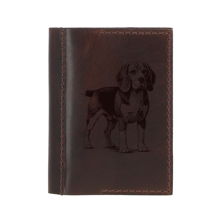 Personalised Beagle Standing Leather Sleeve & Notebook