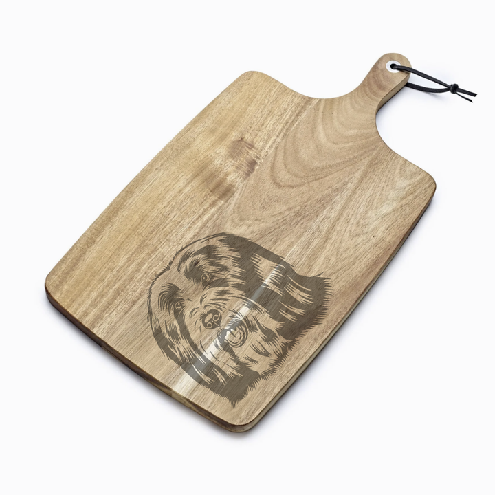 Personalised Bearded Collie Engraved Acacia Serving Board