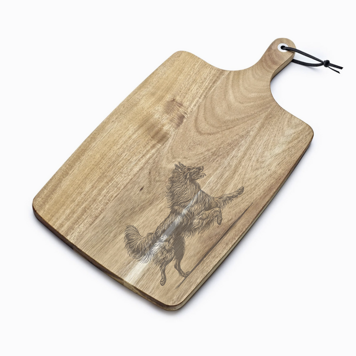 Personalised Running Belgian Shepherd Engraved Acacia Serving Board