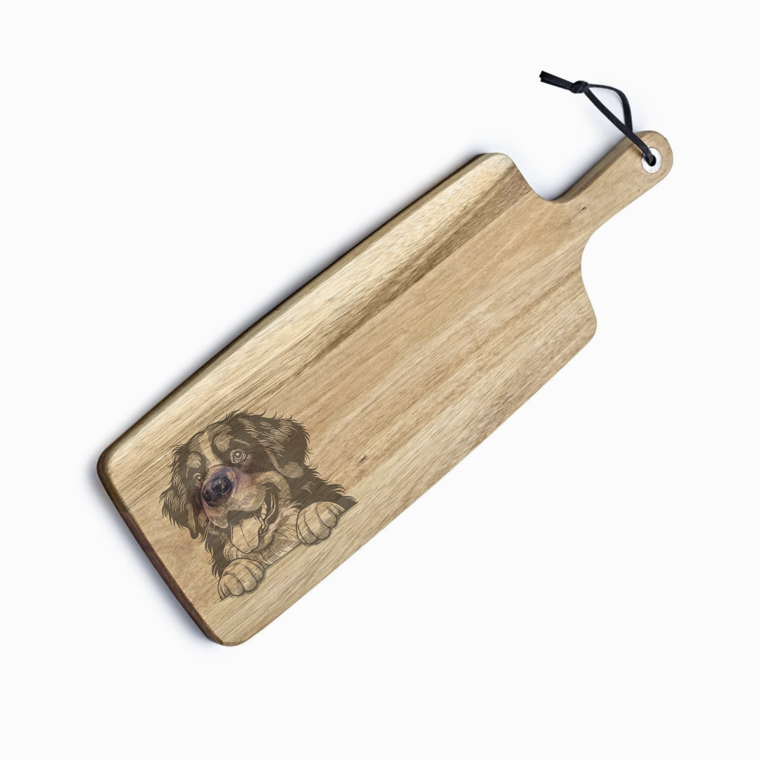 Personalised Bernese Mountain Dog Paws Engraved Acacia Serving Board