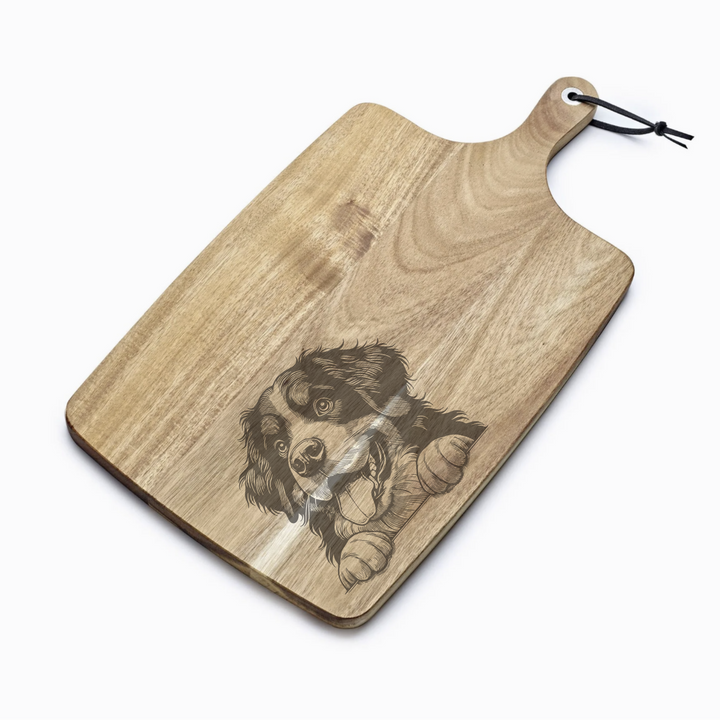 Personalised Bernese Mountain Dog Paws Engraved Acacia Serving Board