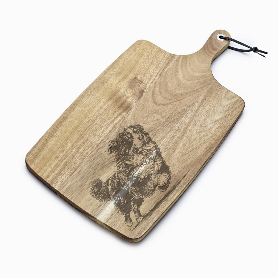 Personalised Running Bernese Mountain Dog Engraved Acacia Serving Board