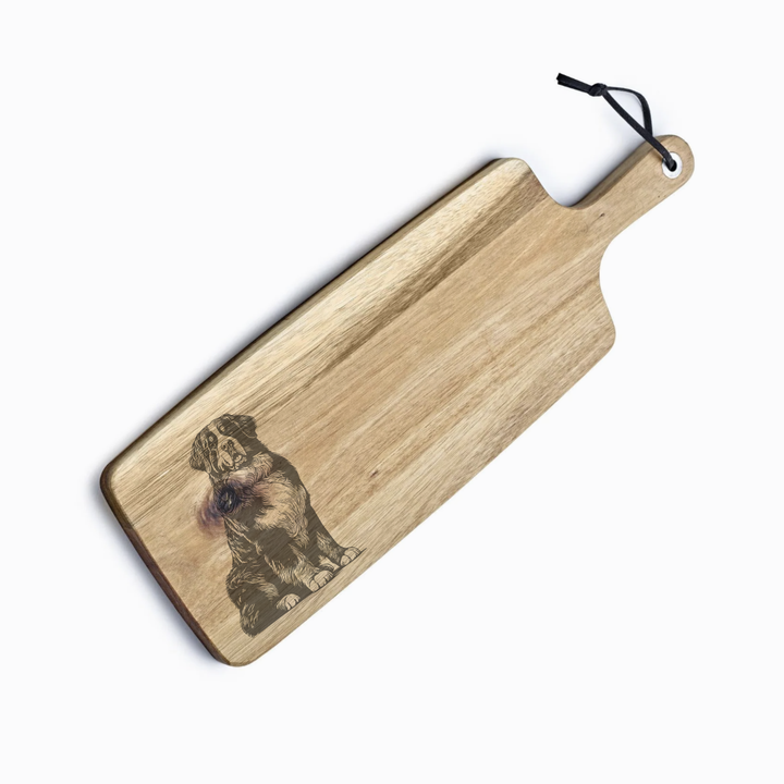Personalised Sitting Bernese Mountain Dog Engraved Acacia Serving Board