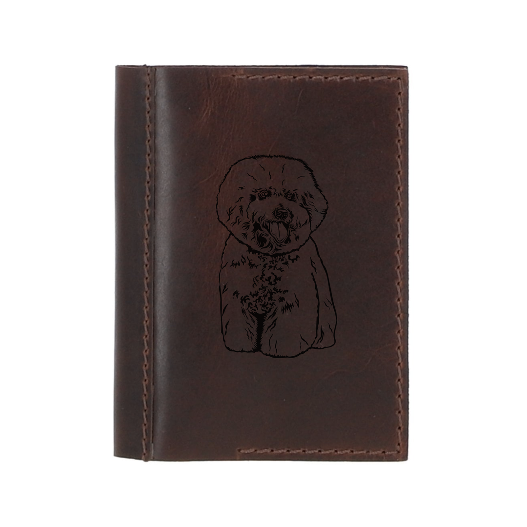 Personalised Bichon Frise Body Leather Sleeve & Notebook